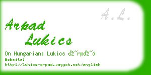 arpad lukics business card